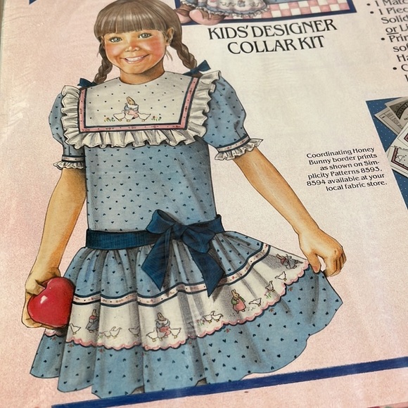 1988 Honey Bunny Kids Designer Collar Kit Daisy Kingdom Country Blue Ducks #5025 - Picture 7 of 9